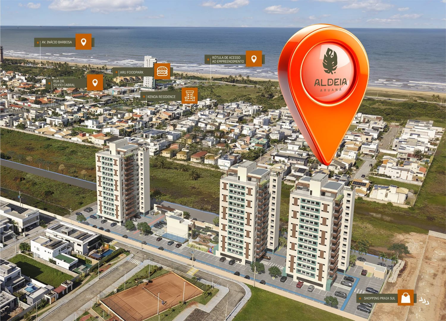 Localização do Aldeia Aruanã no bairro Aruana