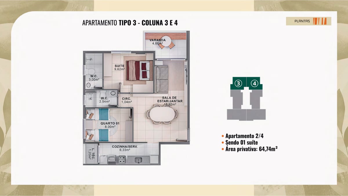 Planta 2 quartos Aldeia Aruanã