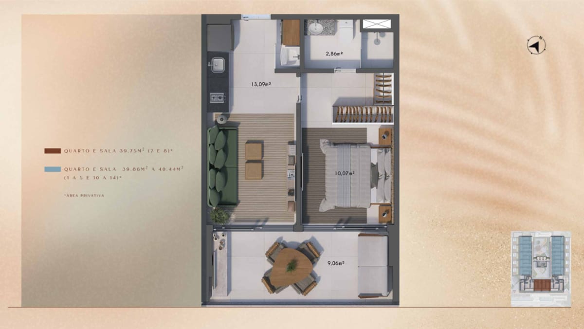 Planta do studio Dumont Art