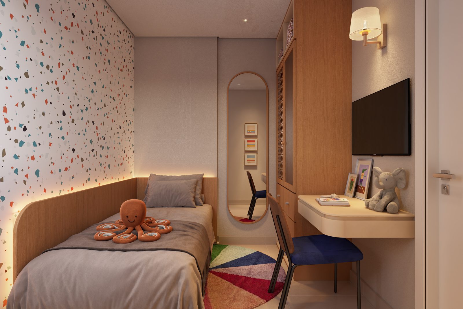 Quarto do apartamento de 65 m²
