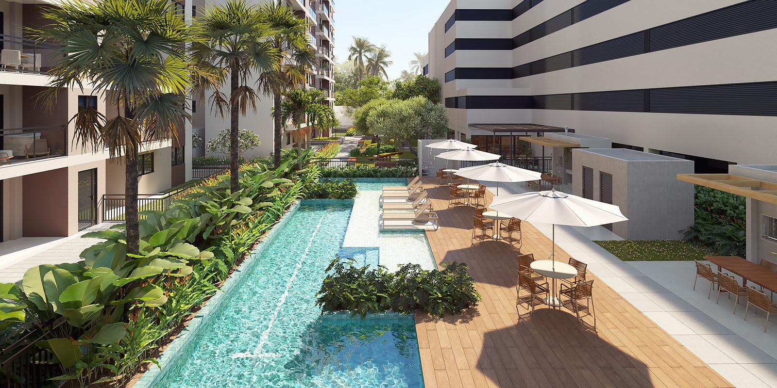 Piscina adulto, prainha e área gourmet externa