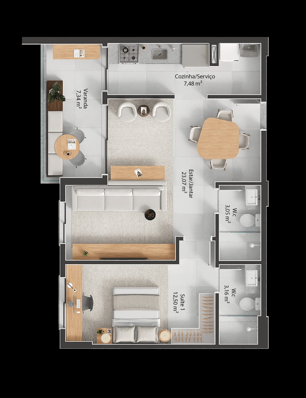 Planta 68 m² Portillo Residence