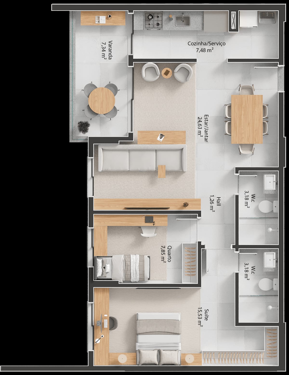 Planta 83 m² Portillo Residence