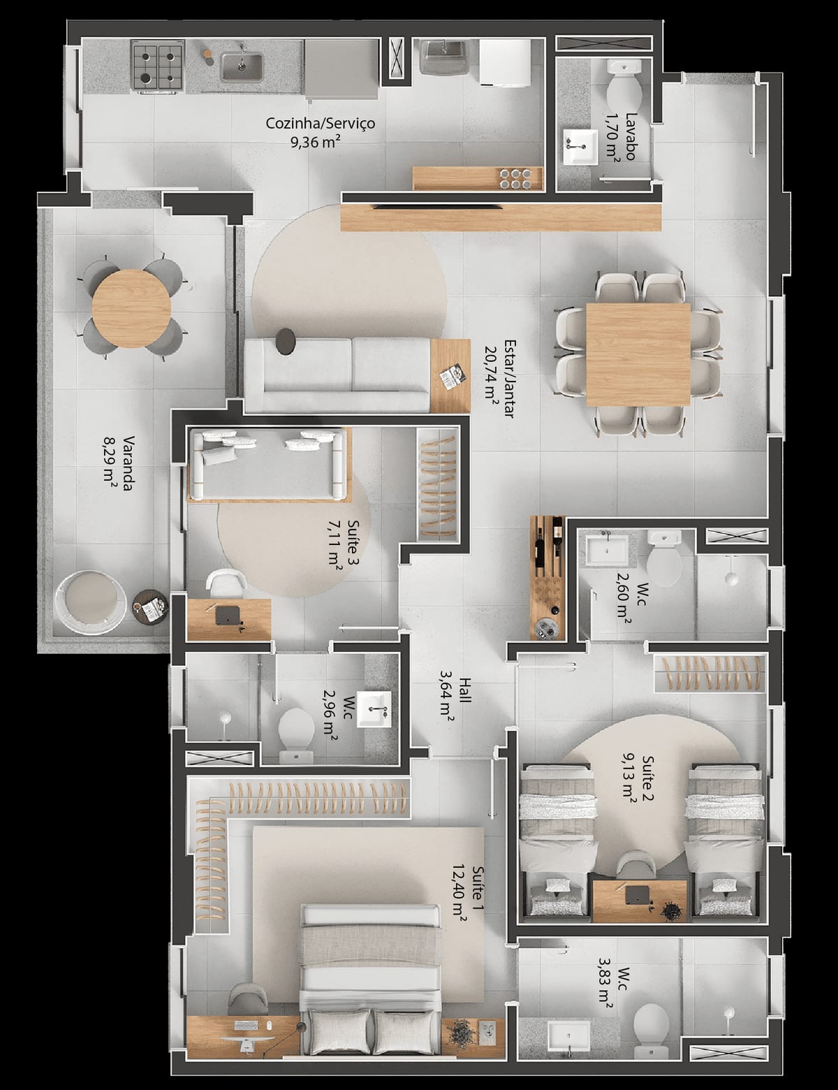 Planta 99 m² Portillo Residence
