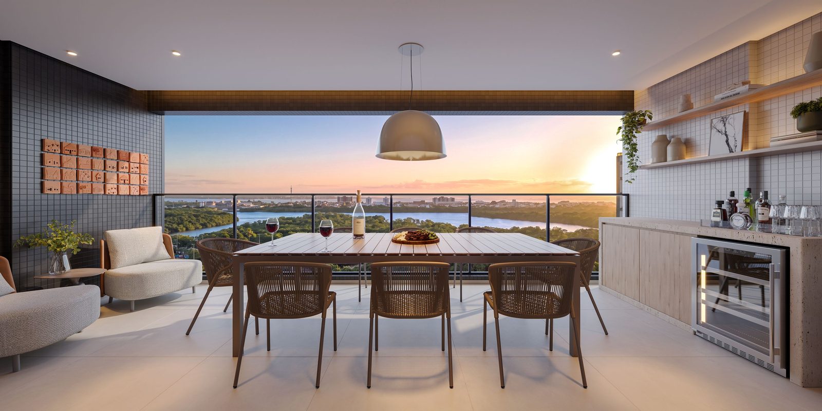 Varanda do apartamento de 132 m² do Riviera Residence com vista para o parque