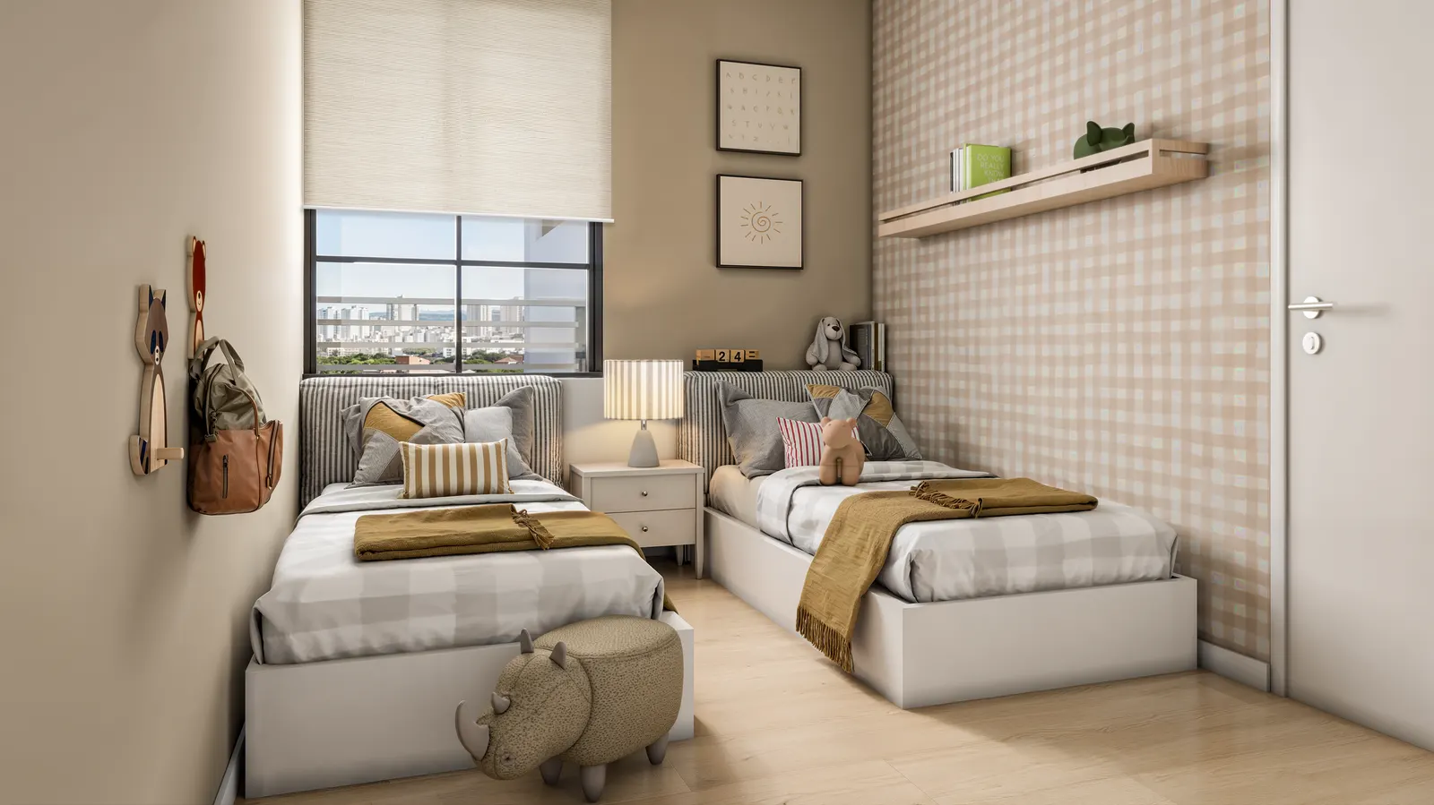 Quarto com piso laminado
